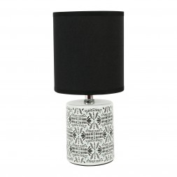Lampe cylindrique céramique 'roots' black & white réf 33753