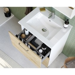 Meuble salle de bain Happy sur pieds oak/aurora blanc - RANDAL SA