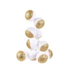 Guirlande boules blanches glitter 10 leds 1.92m - HOME DECO FACTORY