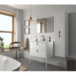 Meuble salle de bain Sanoa 80 cm blanc semi-suspendu + vasque