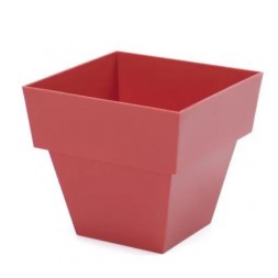 Pot carré 14cm rouge - PLASTIKEN