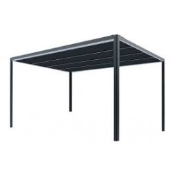 Tonnelle Couv’Terrasse® E Store 3x3m en aluminium laqué gris et polycarbonate 8mm - Chalet et Jardin