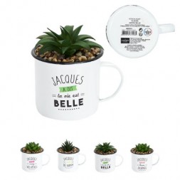 Plante artificielle mug "Jacques a dit" 12.50 x 13 x 8cm - THE CONCEPT FACTORY