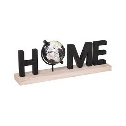Mot décoratif Home + globe bois/métal 36cm