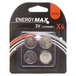 Pile lithium CR2032 x 4 pièces - ENERGY MAX