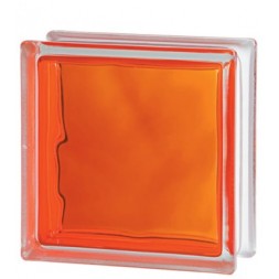 Brique de verre orange  19 x 19 x 8cm