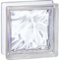 Brique de verre nuagée incolore 19 x 19 x 8cm