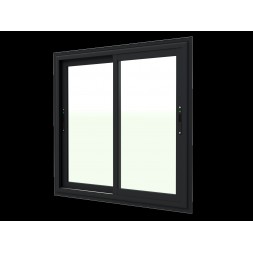 Fenêtre Coulissant Haute Qualité 2 Vantaux Alu Noir 1200x1150mm